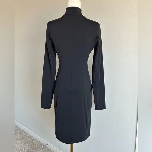 Athleta Delancey Black Half Zip Long Sleeve Mock Neck Dress with Pockets-SP - Picture 7 of 13